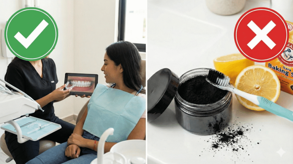 Remedios caseros de tiktok nunca son buenos para un blanqueamiento dental.